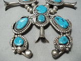 Gail Damon Vintage Native American Navajo Turquoise Sterling Silver Squash Blossom Necklace-Nativo Arts