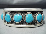 Outstanding Native American Navajo 9 Kingman Turquoise Sterling Silver Bracelet-Nativo Arts