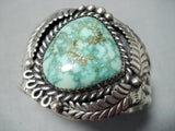 Intense Vintage Native American Navajo Carico Lake Turquoise Sterling Silver Bracelet Old-Nativo Arts