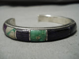 Marvelous Vintage Native American Navajo Sugulite Green Turquoise Sterling Silver Bracelet-Nativo Arts