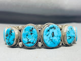 Amazing Vintage Native American Navajo 7 Sleeping Beauty Turquoise Sterling Silver Bracelet-Nativo Arts