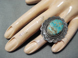 Huge San Felipe #8 Turquoise Mine Sterling Silver Ring Native American-Nativo Arts