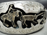 Detailed Al Payton Vintage Native American Navajo Sterling Silver Gold Horse Bracelet-Nativo Arts