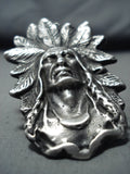 Heavy Signed Chief San Felipe Sterling Silver Ring-Nativo Arts