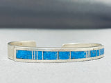 Impressive Vintage Native American Navajo Denim Lapis Inlay Sterling Silver Bracelet-Nativo Arts
