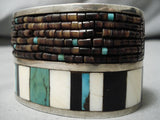 Best Vintage Native American Navajo Heishi Turquoise Inlay Sterling Silver Bracelet Old-Nativo Arts