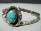 Wonderful Vintage Native American Navajo Damale Turquoise Sterling Silver Bracelet Old-Nativo Arts