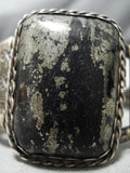 Very Rare Vintage Native American Navajo Calaverite Tellurim Sterling Silver Bracelet Old-Nativo Arts