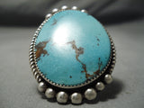 Native American One Of Best Vintage Navajo Santo Domingo Turquoise Sterling Silver Ring Old-Nativo Arts