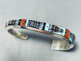 One Of The Most Intricate Native American Navajo Turquoise Micro Inlay Sterling Silver Bracelet-Nativo Arts