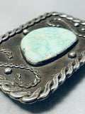 Heavy Best Carico Lake Turquoise Vintage Native American Navajo Sterling Silver Buckle-Nativo Arts