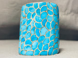 Best Vintage Native American Zuni Turquoise Mosaic Wall Turquoise Sterling Silver Bracelet-Nativo Arts