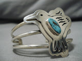 Jeff James Jr Vintage Native American Navajo Hummingbird Turquoise Sterling Silver Bracelet-Nativo Arts