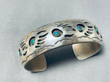 Outstanding Native American Navajo Turquoise Sterling Silver Bracelet Signed-Nativo Arts