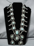Important #8 Turquoise Vintage Native American Navajo Sterling Silver Squash Blossom Necklace-Nativo Arts