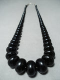Native American Exquisite Vintage Santo Domingo Jet Sterling Silver Necklace-Nativo Arts