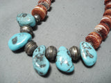 Amazing Vintage Native American Navajo Turquoise Sterling Silver Necklace Old-Nativo Arts