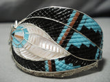 Amazing Vintage Zuni Native American Turquoise Coral Sterling Silver Bracelet-Nativo Arts
