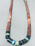 Native American Traditional Vintage Santo Domingo Turquoise Pipestone Sterling Silver Necklace-Nativo Arts
