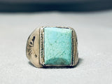 Sensational Vintage Native American Navajo Green Turquoise Sterling Silver Ring-Nativo Arts