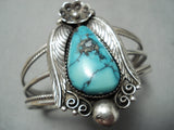 Paul Bard Vintage Native American Navajo Blue Warrior Turquoise Sterling Silver Bracelet Old-Nativo Arts