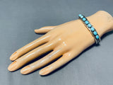 Rare Vintage Native American Navajo Signed 9 Sleeping Beauty Turquoise Sterling Silver Bracelet-Nativo Arts