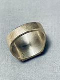 Native American Men's Squared Turquoise Inlay Thick Sterling Silver Vintage Ring-Nativo Arts