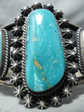 Quality Vintage Native American Navajo Carico Lake Turquoise Sterling Silver Bracelet-Nativo Arts