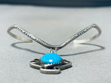 Marvelous Vintage Native American Navajo Blue Gem Turquoise Sterling Silver Bracelet-Nativo Arts