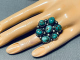 Mind Boggling Vintage Native American Navajo #8 Turquoise Sterling Silver Ring-Nativo Arts