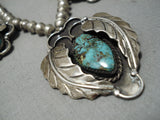 Exquisite Vintage Native American Navajo Sterling Silver Native Royston Turquoise Necklace Old-Nativo Arts