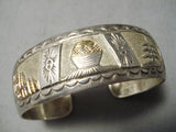 Gold Pot Vintage Native American Navajo Sterling Silver Bracelet Cuff-Nativo Arts