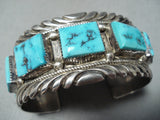 Heavy Men's Vintage Native American Navajo Blue Turquoise Sterling Silver Bracelet-Nativo Arts