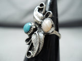 Fascinating Vintage Native American Navajo Turquoise Agate Sterling Silver Ring-Nativo Arts