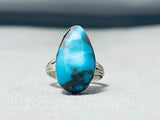 Lovely Vintage Native American Navajo Bisbee Turquoise Sterling Silver Ring-Nativo Arts