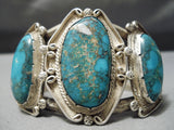 One Of The Best Vintage Native American Navajo Old Morenci Turquoise Sterling Silver Bracelet-Nativo Arts