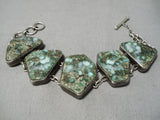 Exceptional Vintage Native American Navajo Carico Lake Turquoise Sterling Silver Bracelet Old-Nativo Arts