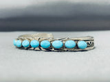 Rare Vintage Native American Navajo Signed 9 Sleeping Beauty Turquoise Sterling Silver Bracelet-Nativo Arts