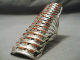 One Of The Tallest Native American Coral Sterling Silver Ring-Nativo Arts