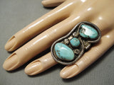 One Of The Biggest Vintage Native American Navajo Persin Turquoise Sterling Silver Ring-Nativo Arts