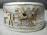 Quality Vintage Native American Navajo Gold Horse Sterling Silver Bracelet Cuff-Nativo Arts