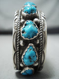 Cel Yazzie Vintage Native American Navajo Blue Gem Turquoise Sterling Silver Bracelet-Nativo Arts