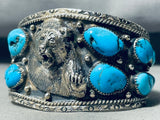 Native American Monster Grizzly Vintage Navajo Turquoise Sterling Silver Bracelet-Nativo Arts