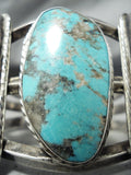 Towering Heavy Vintage Native American Navajo Blue Thunder Turquoise Sterling Silver Bracelet-Nativo Arts