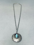 Tremendous Vintage Native American Navajo Kingman Turquoise Sterling Silver Necklace Signed-Nativo Arts