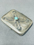 One Of A Kind Native American Navajo Vintage Kingman Turquoise Sterling Silver Box-Nativo Arts