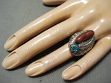 Big Mens Vintage Navajo Turquoise Sterling Silver Ring Native American Old-Nativo Arts