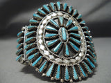 Incredible Vintage Native American Navajo Turquoise Teardrop Sterling Silver Bracelet-Nativo Arts