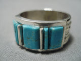 Quality Vintage Native American Navajo Victor Thompson Turquoise Sterling Silver Ring Old-Nativo Arts