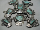 Biggest Vintage Native American Navajo Green Turquoise Sterling Silver Squash Blossom Necklace-Nativo Arts